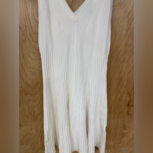 Vintage Express Midi Y2K Dress Color White Size medium Flared Stretch - Picture 4 of 9